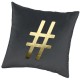 HASTAG - Coussin 30 x 30 cm - Velours Noir - Imprimé Or